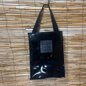 Saks Fifth Avenue Black Patent Tote Bag
